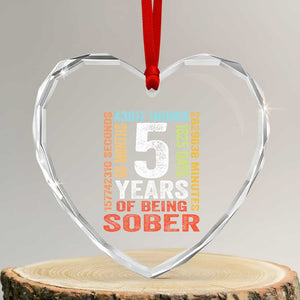 5 Years Of Being Sober Heart Crystal Glass Ornament 5 Years Sobriety Anniversary Addiction Recovery TS11 Transparent Glass 3'' Heart Print Your Wear