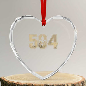 504 Nola New Orleans Louisiana LA Heart Crystal Glass Ornament Fleur De Lis TS11 Transparent Glass 3'' Heart Print Your Wear
