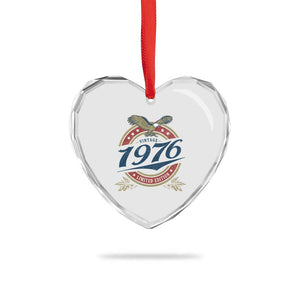 50th Birthday Beer Lover Vintage 1976 Limited Edition Heart Crystal Glass Ornament Bald Eagle