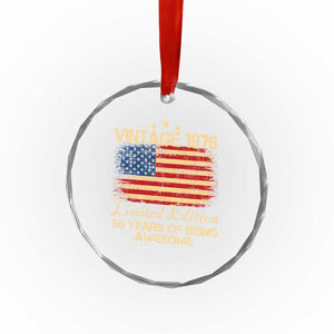 50th Birthday Crystal Glass Ornament Vintage 1976 Limited Edition 50 Year Old Birthday USA Flag TS10 Print Your Wear