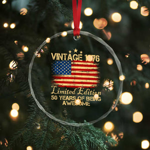 50th Birthday Crystal Glass Ornament Vintage 1976 Limited Edition 50 Year Old Birthday USA Flag TS10 Print Your Wear