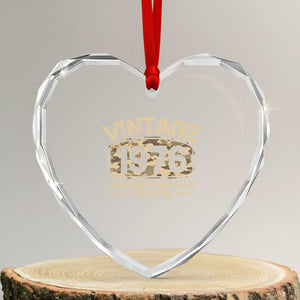 50th Birthday Gift For Men Heart Crystal Glass Ornament Retro Camo 1976 Weird Being The Same Age As Old People TS10 Transparent Glass 3'' Heart Print Your Wear