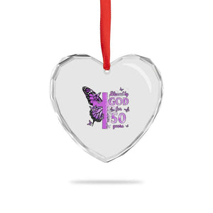 50th Birthday Gifts For Her Heart Crystal Glass Ornament Blessed By God For 50 Years Christian Butterfly Cross TS10 Print Your Wear