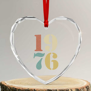 50th Birthday Heart Crystal Glass Ornament Retro Vintage 1976 50 Year Old Gifts TS10 Transparent Glass 3'' Heart Print Your Wear
