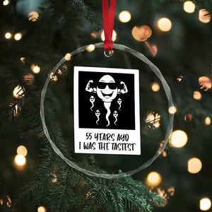 55 Years Ago I Was The Fastest Crystal Glass Ornament Funny 55th Birthday Milestone Graphic