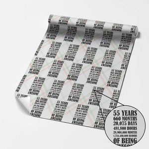 55th Milestone Birthday Wrapping Paper Roll 55 Years Of Being Awesome Graphic TS12 Christmas Plaid Print Your Wear