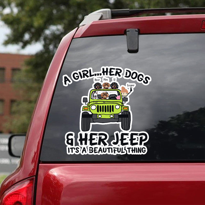 Personalized Jeep Girl Decal Dog Its a Beautiful Thing White CTM 13x13cm Custom - Printyourwear