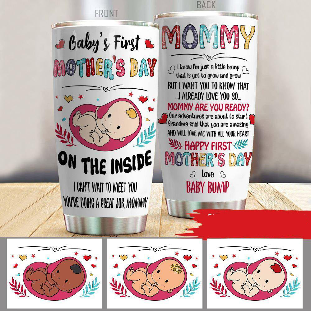 Personalized Tumbler Happy First Mothers Day From The Bump CTM Custom - Printyourwear