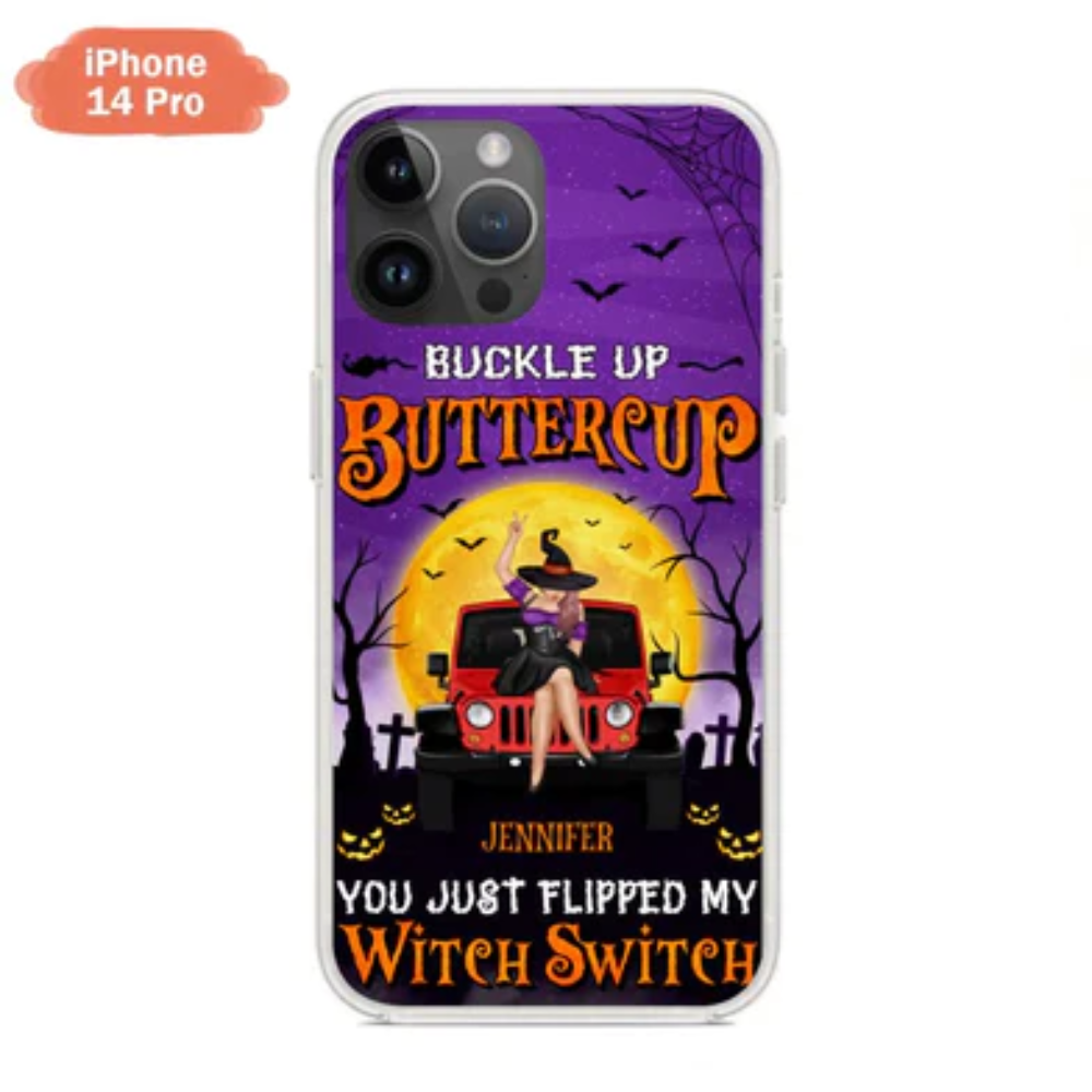 Personalized Jeep Off Road Girl Phone Case Buckle Up Bitter Cup Halloween Gift Idea For Jeep Lovers CTM One Size Custom - Printyourwear