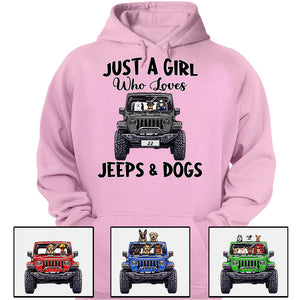 Custom Jeep Shirts, Just A Girl Who Loves Jeeps And Dogs, Jeep Dog Apparel CTM00 Custom - Printyourwear