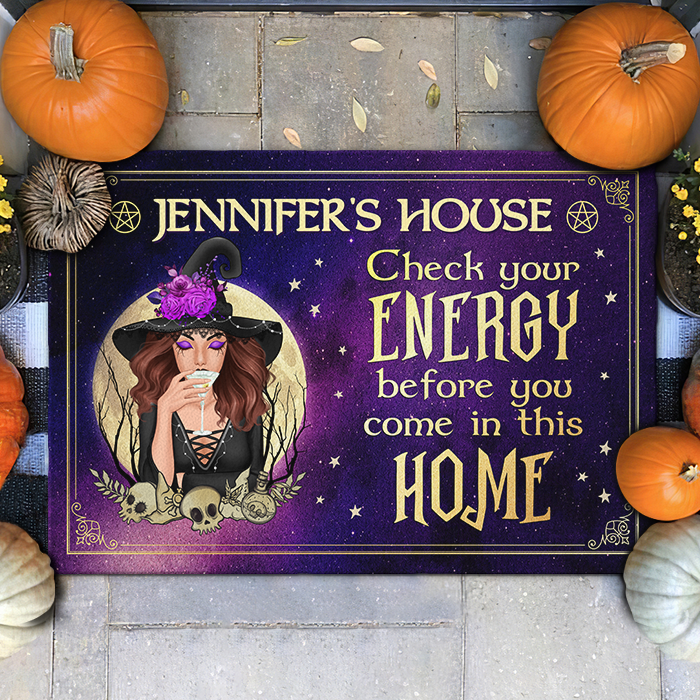 Personalized Halloween Doormat Check Your Energy Before You Come In This Home CTM Custom - Printyourwear