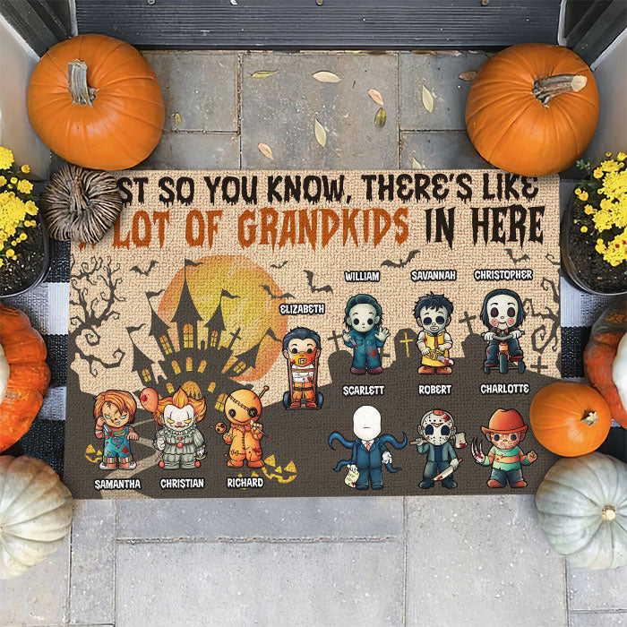 Personalized Halloween Doormat Just So You Know Theres Like A Lot Of Kids In Here CTM Custom - Printyourwear
