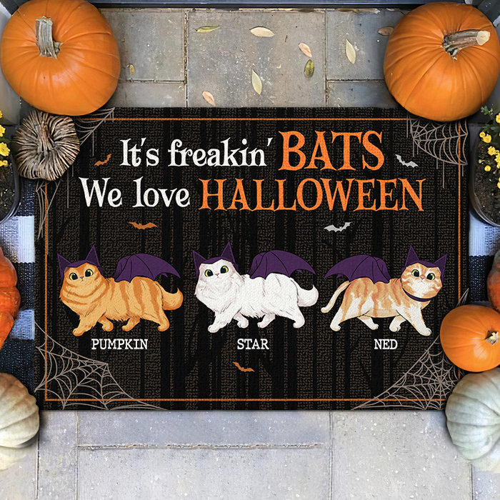Personalized Halloween Doormat We Love Halloween Cats Halloween CTM Custom - Printyourwear