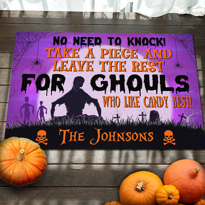 Personalized Halloween Doormat No Need To Knock Take A Piece and Leave The Rest For Ghouls CTM Custom - Printyourwear