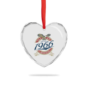 60th Birthday Beer Lover Vintage 1966 Limited Edition Heart Crystal Glass Ornament Bald Eagle
