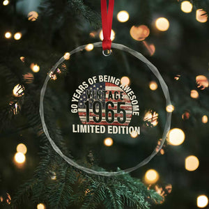 60th Birthday Crystal Glass Ornament Vintage 1965 Limited Edition 60 Years Of Being Awesome American Flag TS11 Print Your Wear