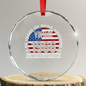 60th Birthday Crystal Glass Ornament Vintage 1966 60 Year Old Birthday American Flag TS10 Transparent Glass 3'' Circle Print Your Wear
