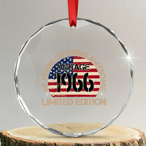 60th Birthday Crystal Glass Ornament Vintage 1966 60 Year Old Birthday USA Flag TS10 Transparent Glass 3'' Circle Print Your Wear