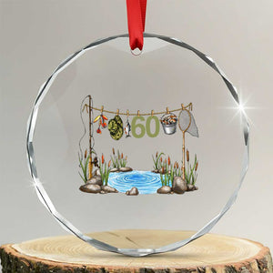 60th Birthday Fishing Crystal Glass Ornament Fisherman Birthday Party Gift