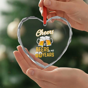 60th Birthday Party Gift Heart Crystal Glass Ornament Cheers Beers To My 60 Years