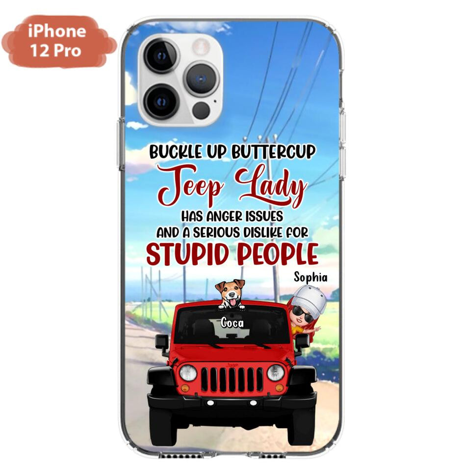 Personalized Jeep Phone Case Buckle Up Buttercup Up To 5 Dogs CTM One Size Custom - Printyourwear