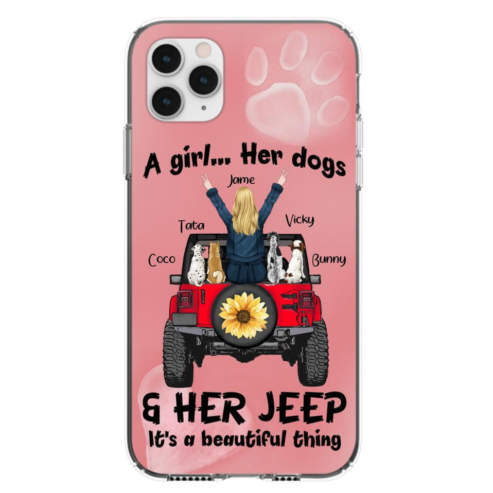 Personalized Jeep Dog Mom and Off Road Phone Case A Girl Her Dogs Her Jeep Its A Beautiful Thing CTM One Size Custom - Printyourwear
