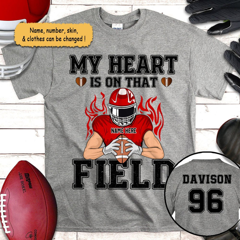 Personalized My Heart Is On That Field American Football T Shirt CTM Custom - Printyourwear
