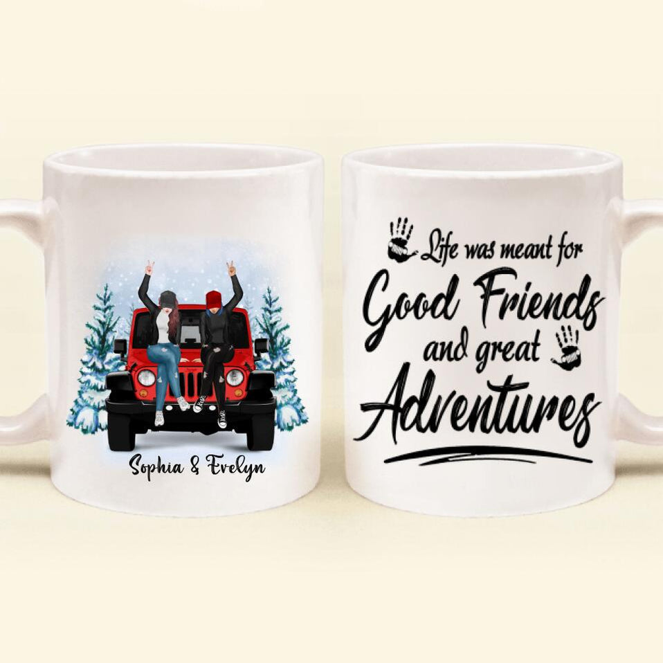 Personalized Jeep Besties Off Road Mug Gift For Best Friends Life Was Meant For Good Friends and Great Adventures CTM One Size 11oz size Custom - Printyourwear