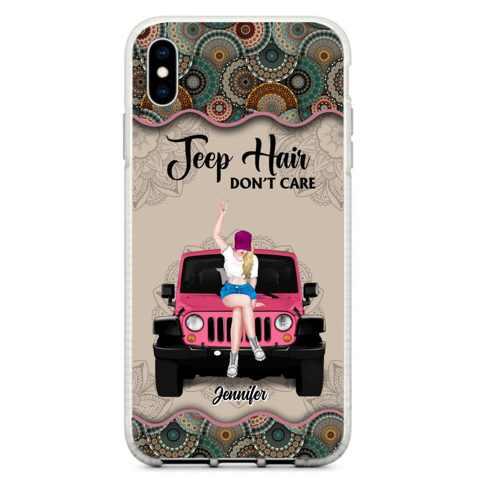 Personalized Jeep Hair Dont Care Phone Case s Mandala Style CTM One Size Custom - Printyourwear