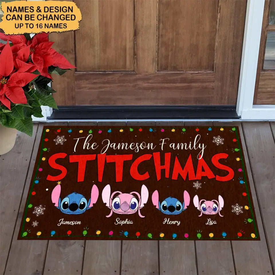 Personalized Christmas The Family Stitchmas Doormat CTM Custom - Printyourwear