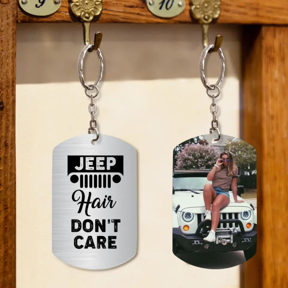 Personalized Photo Jeep Dog Tag Jeep Hair Dont Care CTM Custom - Printyourwear