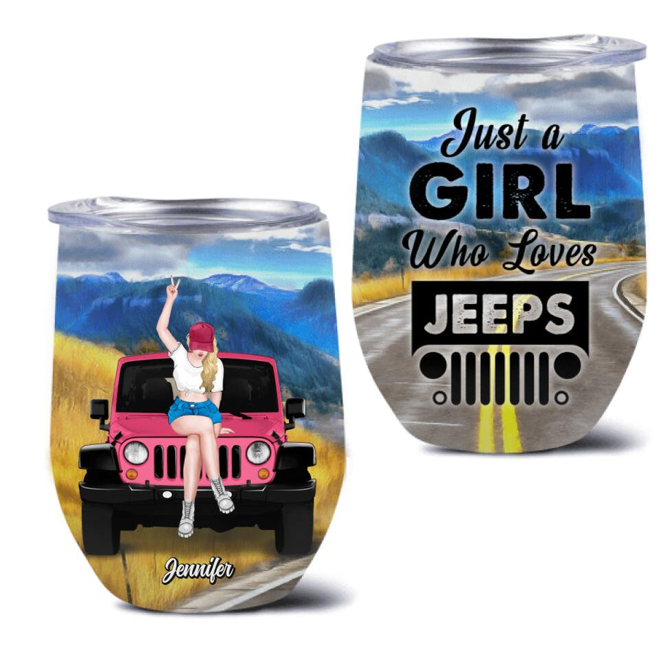Personalized Jeep Off Road Wine Tumbler Gift For Girl Friend CTM 12 OZ Custom - Printyourwear