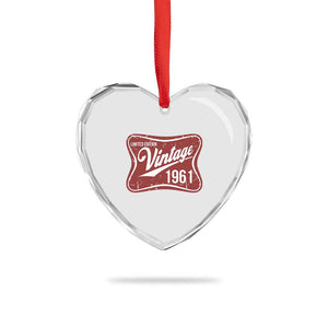 65th Birthday Beer Lover Vintage 1961 Limited Edition Heart Crystal Glass Ornament Red Metal Beer Soft Sign Graphic