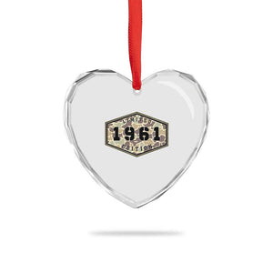 65th Birthday Hunting Heart Crystal Glass Ornament 1961 Limited Edition Vintage Camouflage Gifts For Turning 65