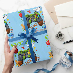 67 33 100 Days Level Unlocked Wrapping Paper Roll Gaming 100th Day of School Boys Kid TS10 Light Blue Print Your Wear