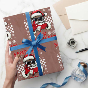 67 African American Santa Christmas Wrapping Paper Roll Funny Santa Says Six Seven Meme Gen Alpha Slang TS11 Mocha Print Your Wear