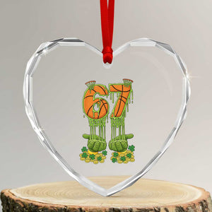 67 Basketball St Patricks Day Heart Crystal Glass Ornament Funny Six Seven Gen Alpha Meme Drip TS14 Transparent Glass 3'' Heart Print Your Wear