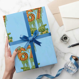 67 Basketball St Patricks Day Wrapping Paper Roll Funny Six Seven Gen Alpha Meme Drip TS14 Light Blue Print Your Wear
