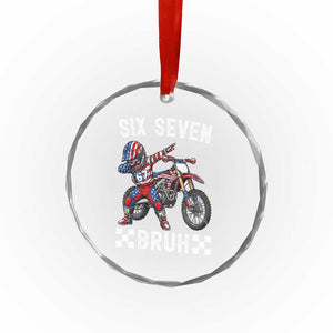 67 Bruh Meme Crystal Glass Ornament Funny Six Seven Dirt Bike Patriotic American Flag TS14 Print Your Wear