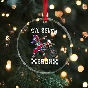 67 Bruh Meme Crystal Glass Ornament Funny Six Seven Dirt Bike Patriotic American Flag TS14 Print Your Wear