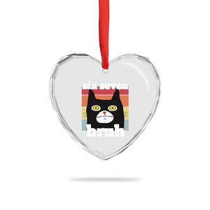 67 Bruh Meme Heart Crystal Glass Ornament Funny Six Seven Black Cat TS14 Print Your Wear