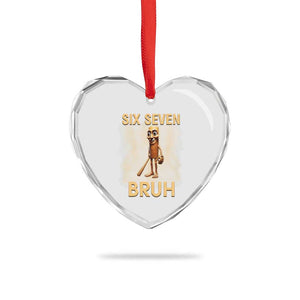 67 Bruh Meme Heart Crystal Glass Ornament Funny Six Seven Tung Tung Sahur TS14 Print Your Wear