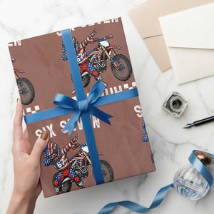 67 Bruh Meme Wrapping Paper Roll Funny Six Seven Dirt Bike Patriotic American Flag TS14 Mocha Print Your Wear