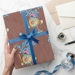 67 Bruh Meme Wrapping Paper Roll Ice Cream Drip Baseball Sport TS14 Mocha Print Your Wear