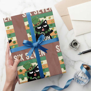 67 Bruh St Patricks Day Wrapping Paper Roll Funny Cat Bruh Six Seven Meme TS14 Mocha Print Your Wear
