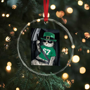 67 Cat St Patricks Day Crystal Glass Ornament Funny Cat Driver Leprechaun Meme TS14 Print Your Wear