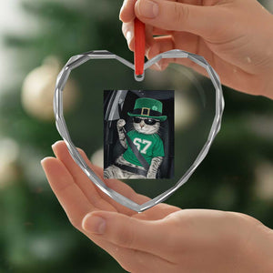 67 Cat St Patricks Day Heart Crystal Glass Ornament Funny Cat Driver Leprechaun Meme TS14 Print Your Wear