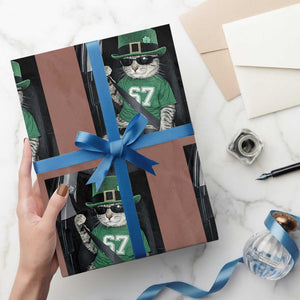 67 Cat St Patricks Day Wrapping Paper Roll Funny Cat Driver Leprechaun Meme TS14 Mocha Print Your Wear