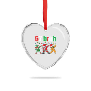 67 Christmas Heart Crystal Glass Ornament Funny Six Seven Bruh Dabbing Santa Meme Pajamas TS10 Print Your Wear