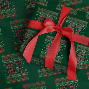 67 Christmas Red Plaid Wrapping Paper Roll Funny Six Seven Meme Holiday Vibes Graphic TS02 Green Print Your Wear